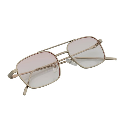 NEUMANN - Retro Small Metal Rectangle Sunglasses Silver Pink-Clear Fade
