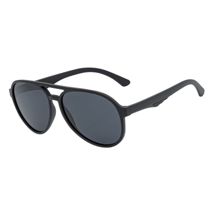 NOS - Polarized Classic Round Aviator Sunglasses Matte Black Smoke Lens