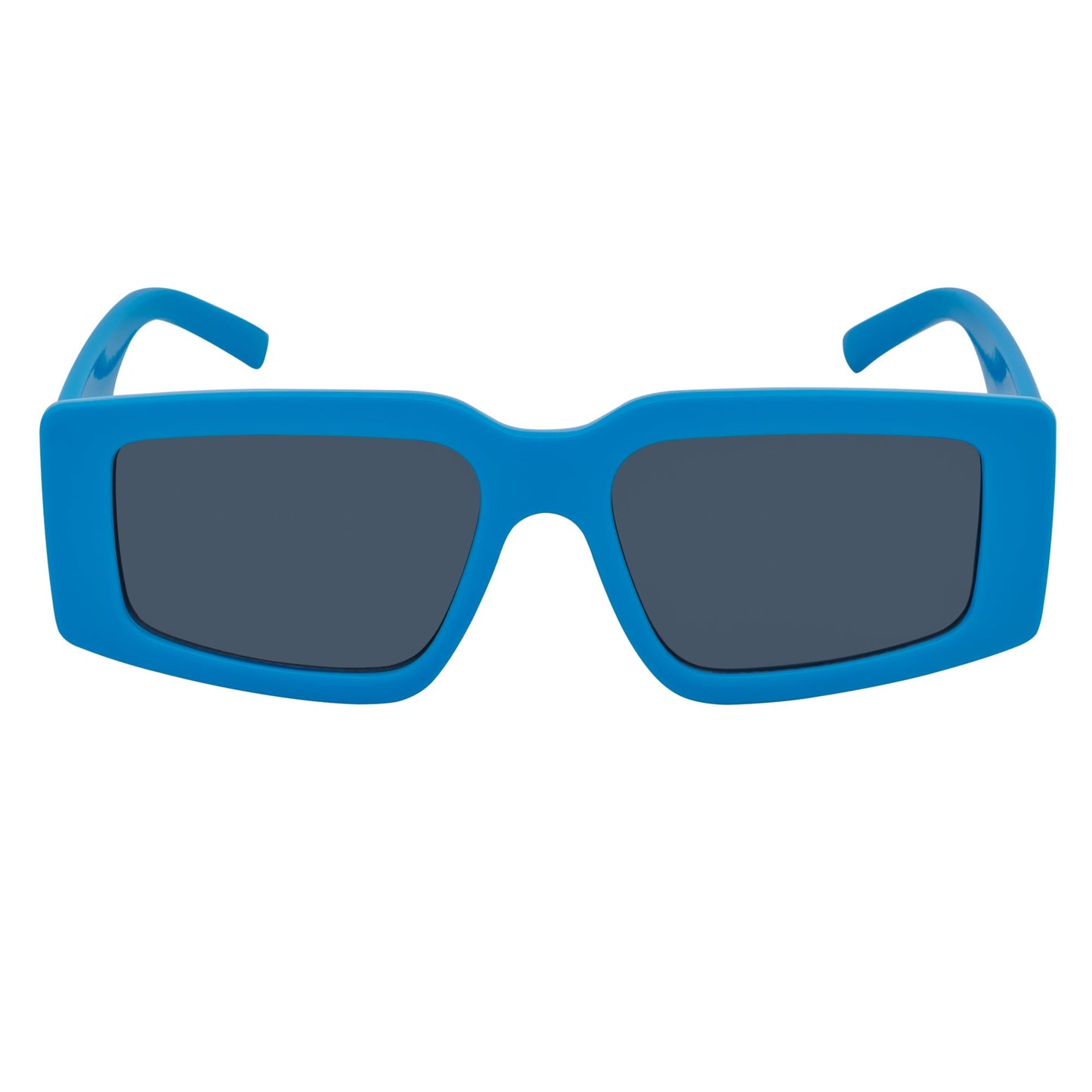 NOVA - Retro 90s Fashion Thick Rectangle Sunglasses Blue Smoke Lens
