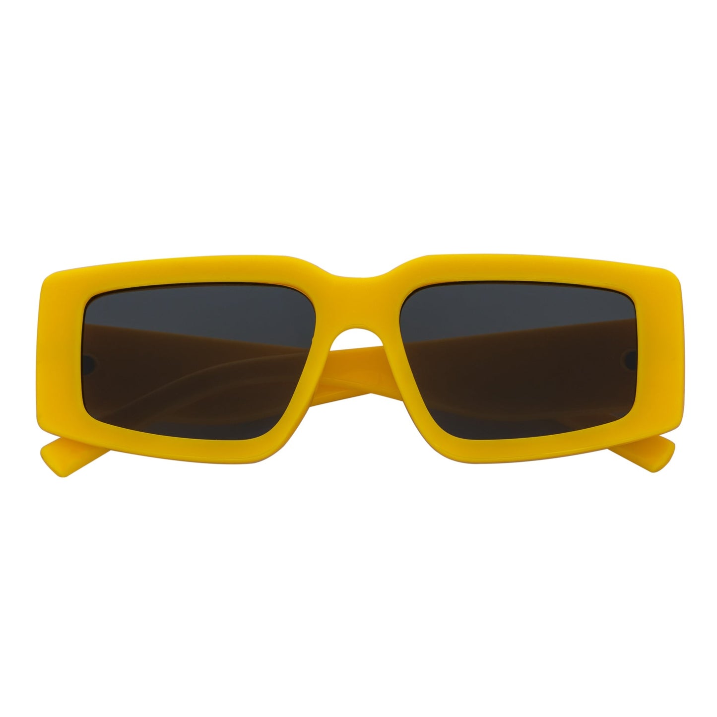 NOVA - Retro 90s Fashion Thick Rectangle Sunglasses Yellow Smoke Lens