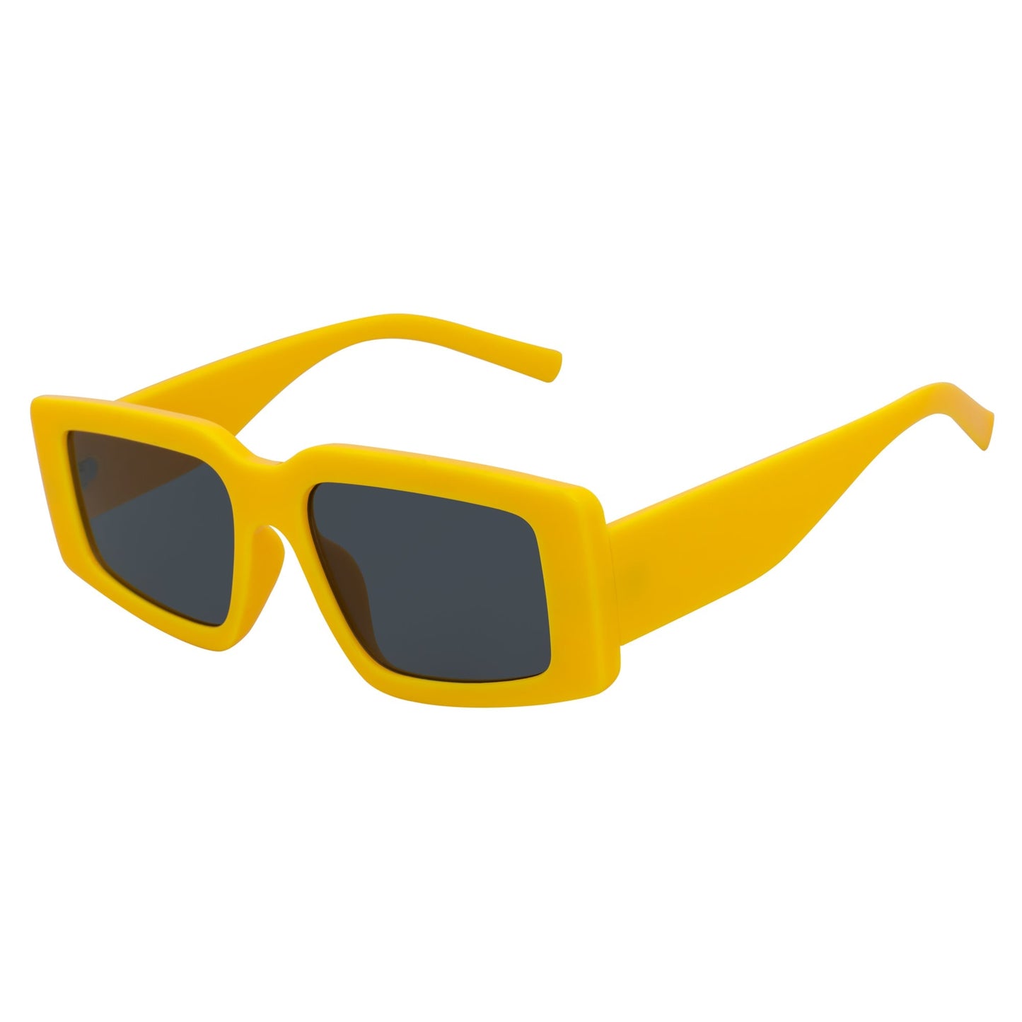 NOVA - Retro 90s Fashion Thick Rectangle Sunglasses Yellow Smoke Lens