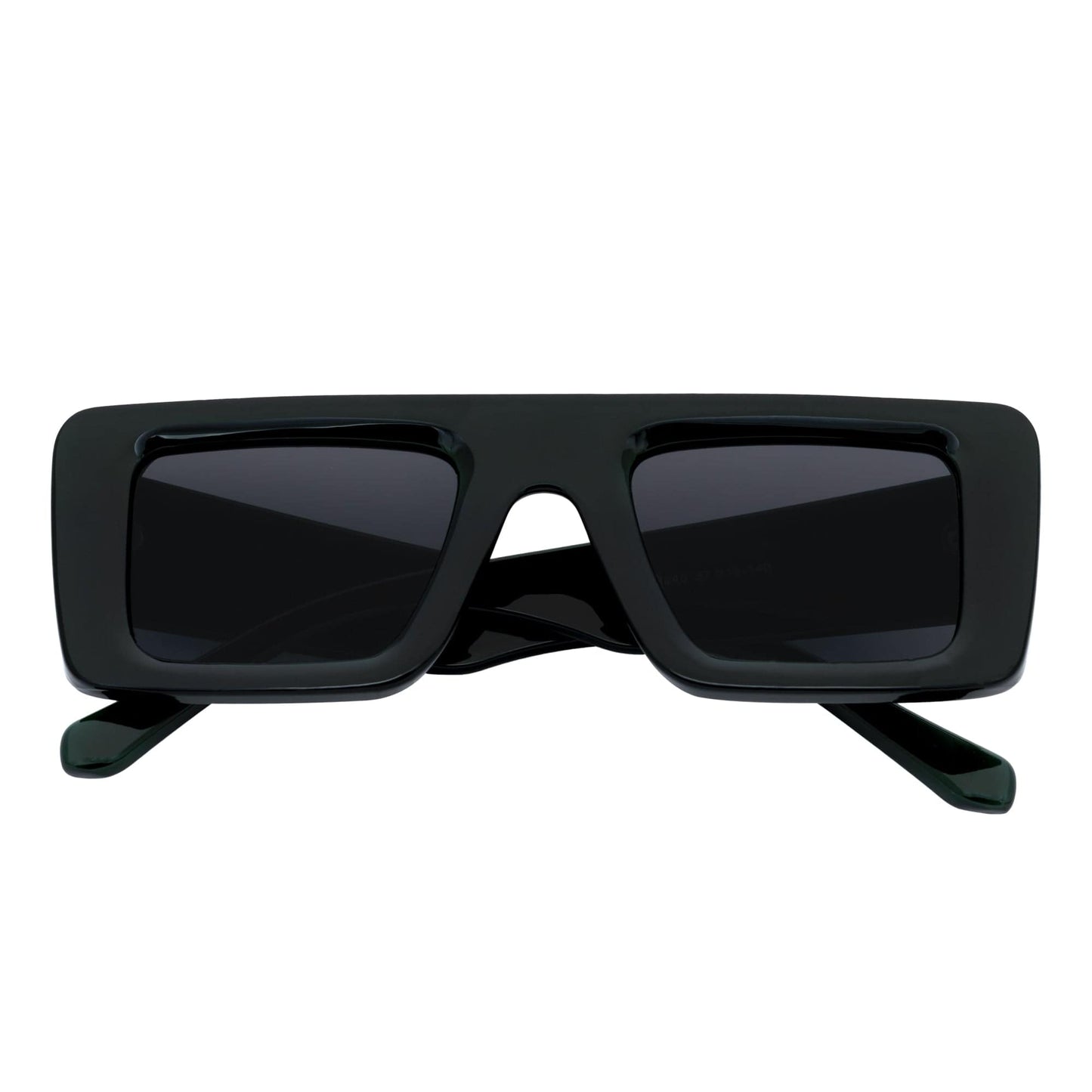 OFFSET - Two-Tone 90s Retro Thick Rectangle Sunglasses Black-Purple Smoke Tint