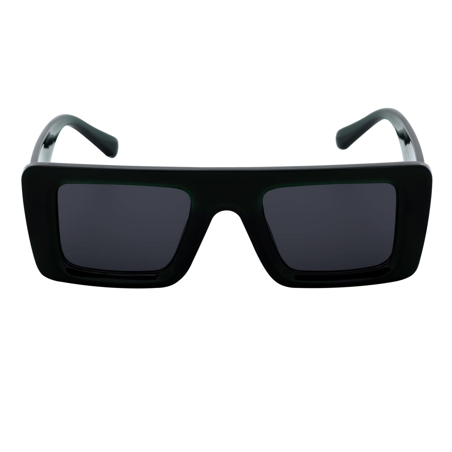 OFFSET - Two-Tone 90s Retro Thick Rectangle Sunglasses Black-Purple Smoke Tint