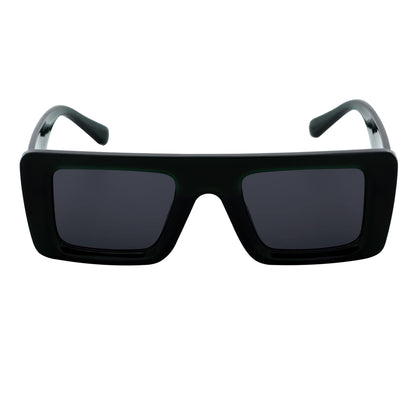 OFFSET - Two-Tone 90s Retro Thick Rectangle Sunglasses Black-Purple Smoke Tint