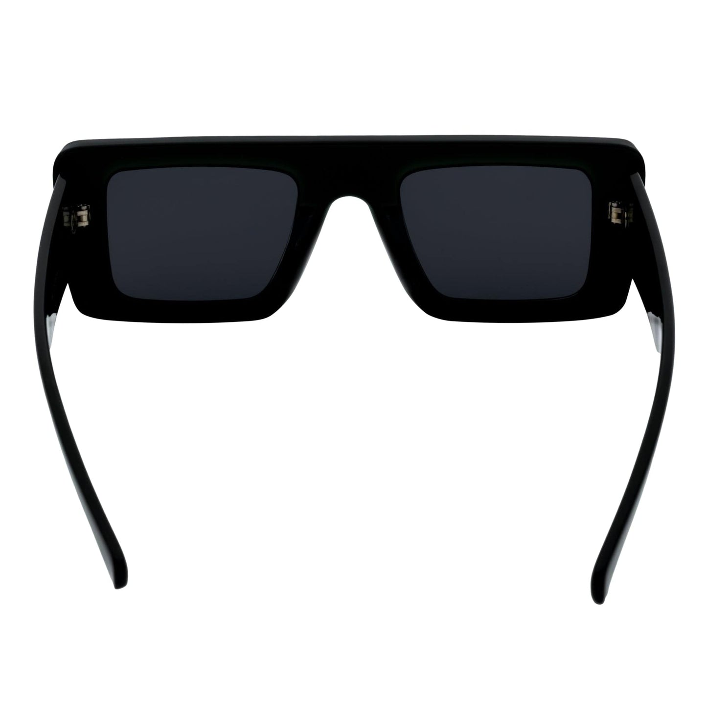 OFFSET - Two-Tone 90s Retro Thick Rectangle Sunglasses Black-Purple Smoke Tint
