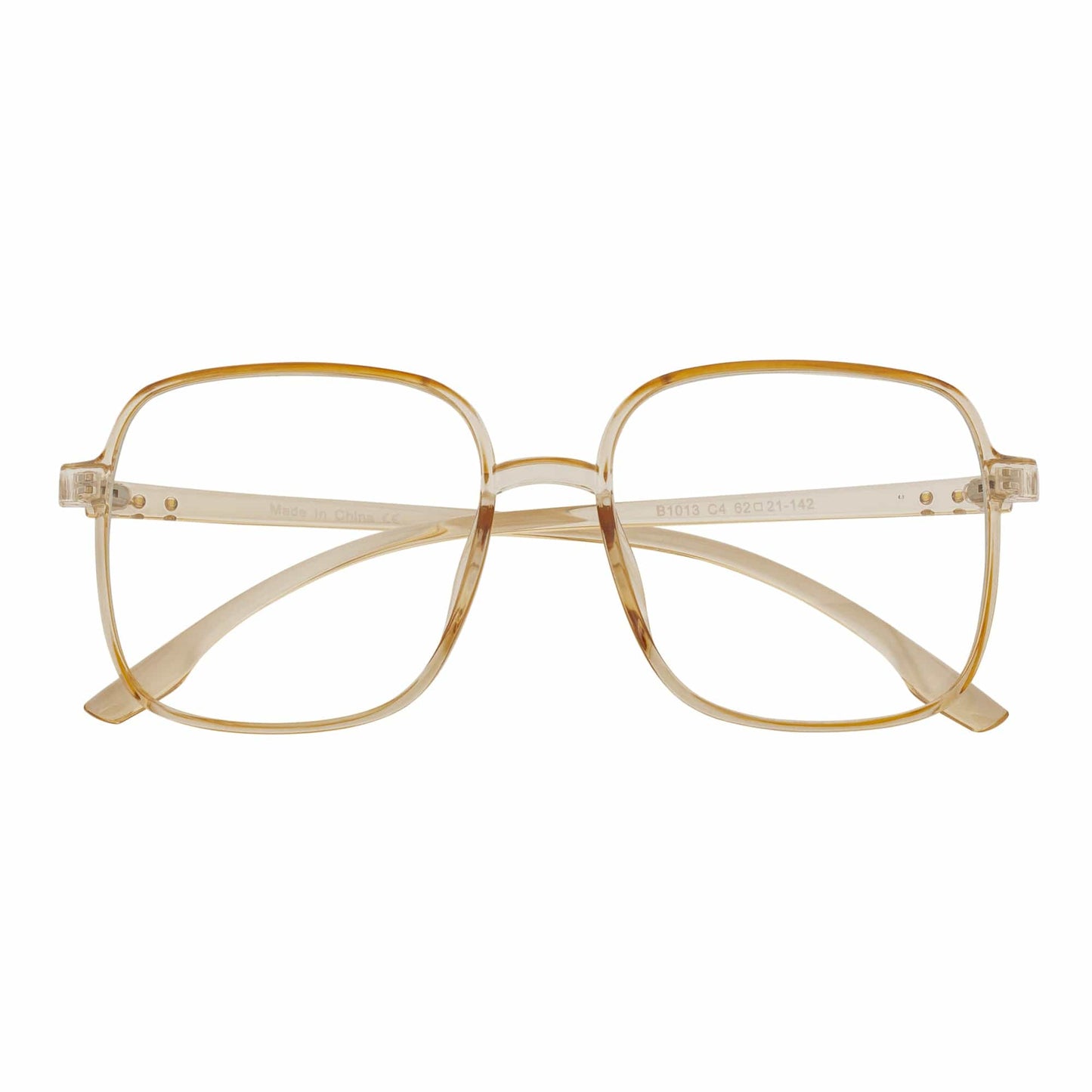 OTAKU - Large Square Glasses Blue Light Glasses Clear Peach Clear Lens