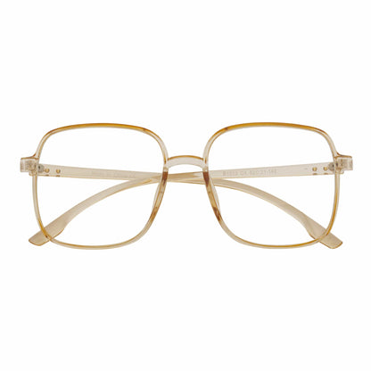 OTAKU - Large Square Glasses Blue Light Glasses Clear Peach Clear Lens