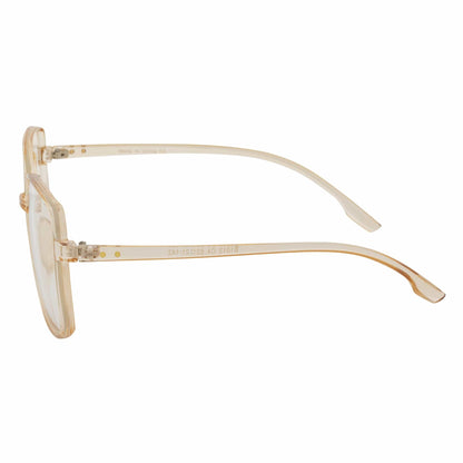 OTAKU - Large Square Glasses Blue Light Glasses Clear Peach Clear Lens