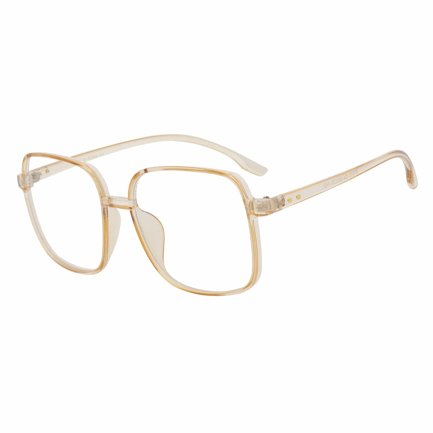 OTAKU - Large Square Glasses Blue Light Glasses Clear Peach Clear Lens