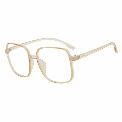 OTAKU - Large Square Glasses Blue Light Glasses Clear Peach Clear Lens