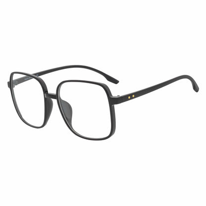 OTAKU - Large Square Glasses Blue Light Glasses Shiny Black Clear Lens