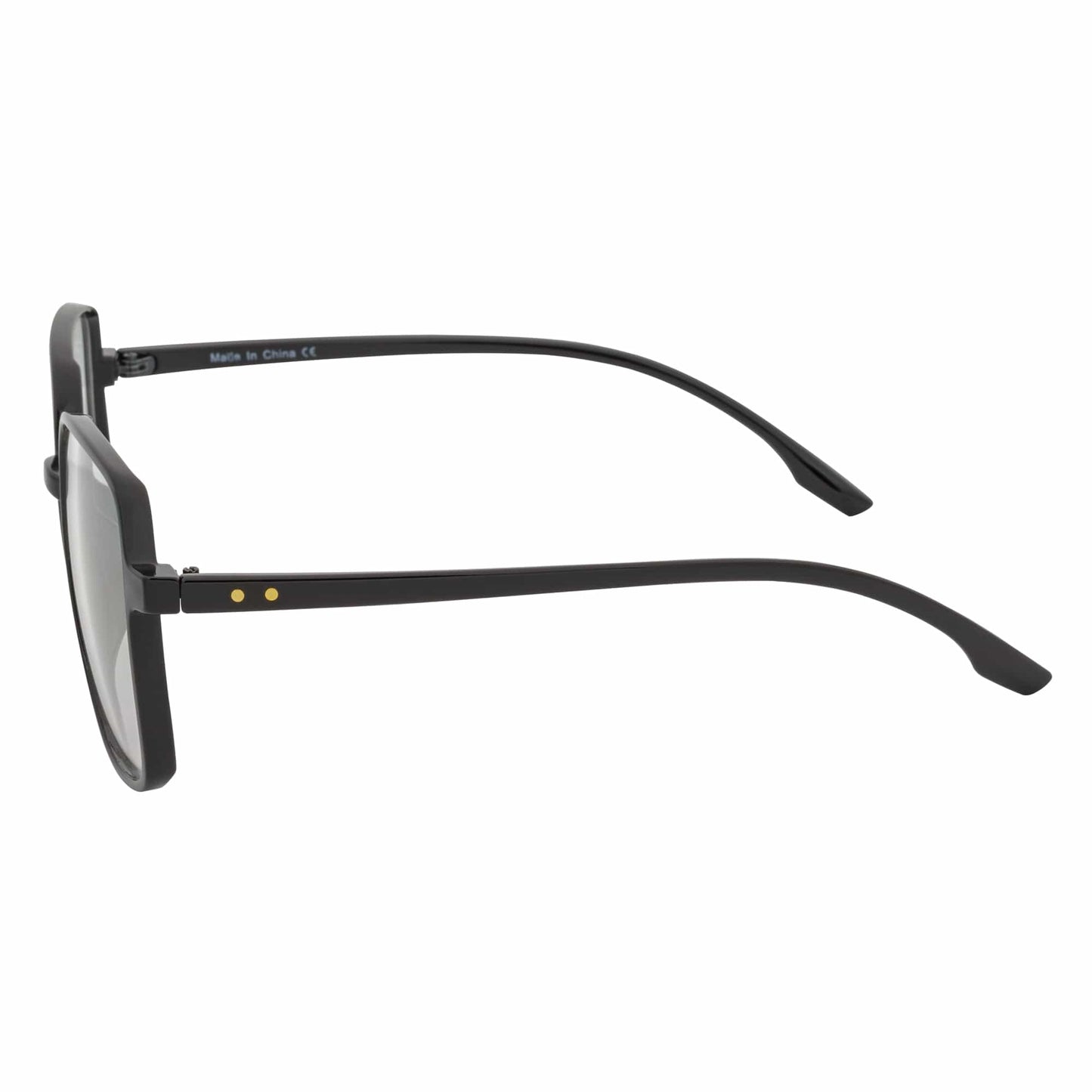 OTAKU - Large Square Glasses Blue Light Glasses Shiny Black Clear Lens