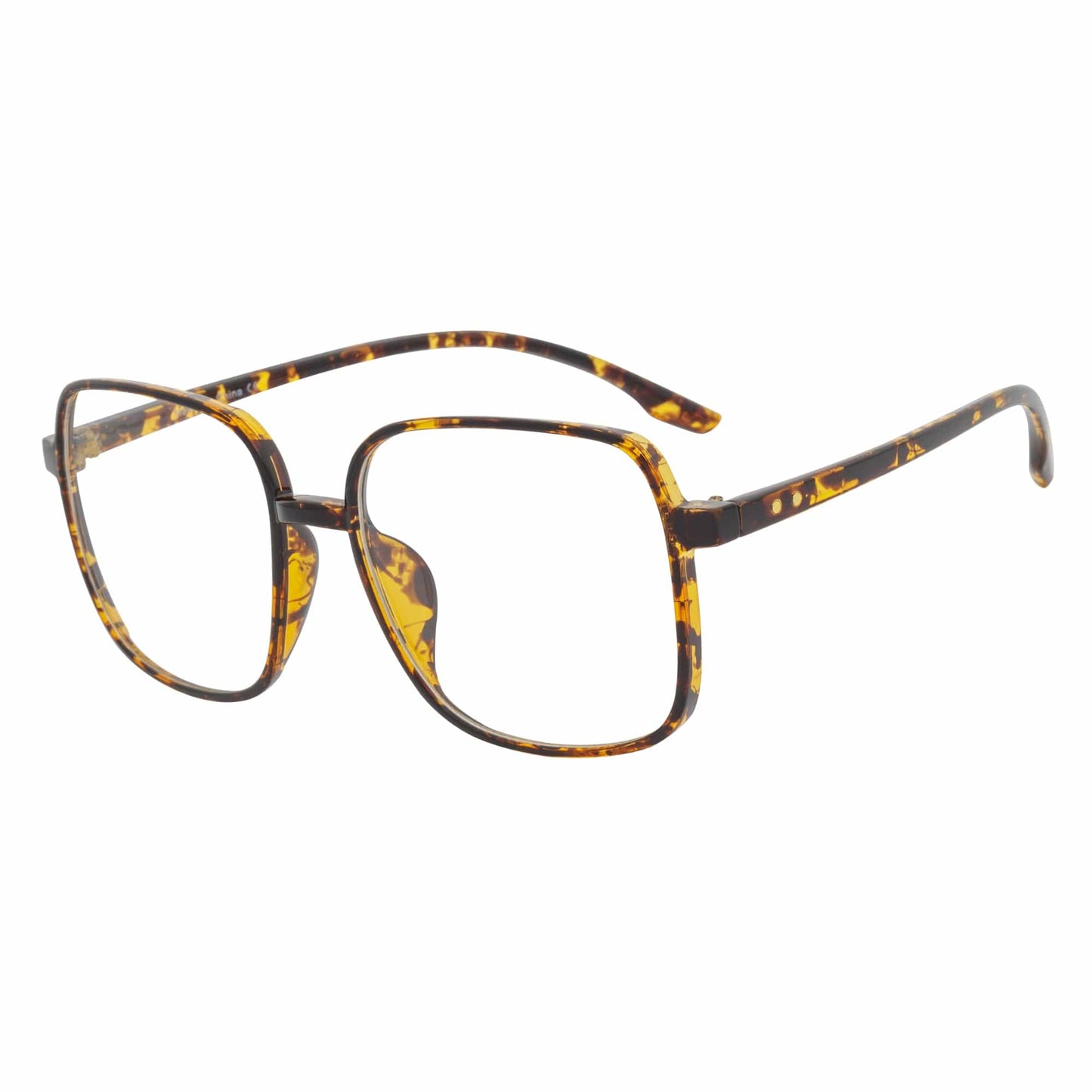 OTAKU - Large Square Glasses Blue Light Glasses Tortoise Shell Clear Lens