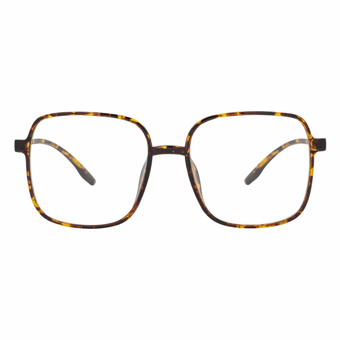 OTAKU - Large Square Glasses Blue Light Glasses Tortoise Shell Clear Lens