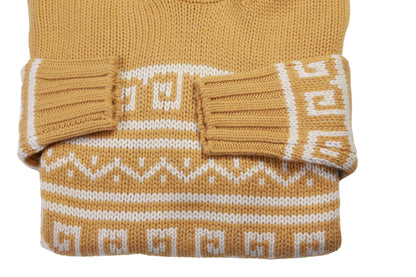 Manrico Cashmere Tribal Pattered Turtleneck Thick Knit Sweater