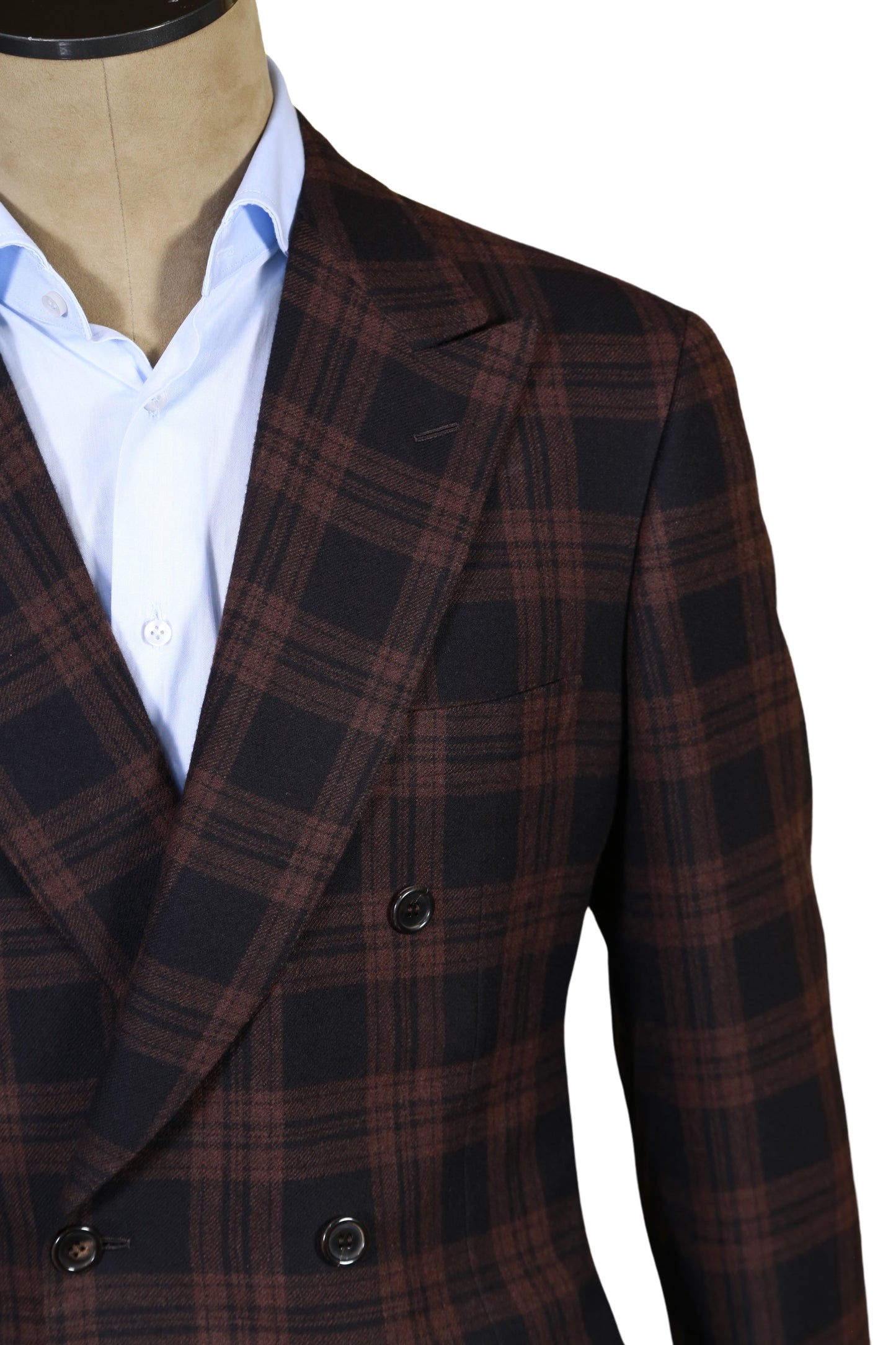 Brioni Plaid Double Breasted Wool Sport Jacket