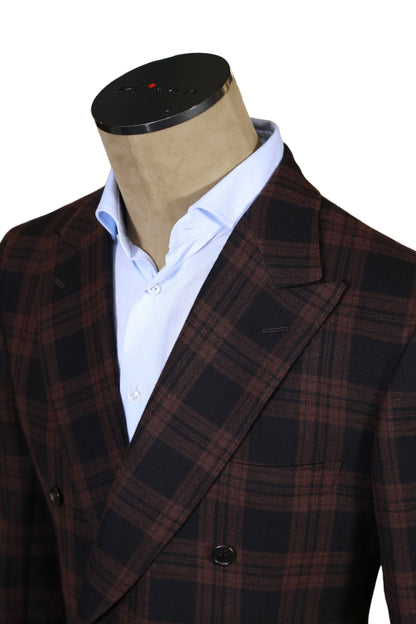 Brioni Plaid Double Breasted Wool Sport Jacket