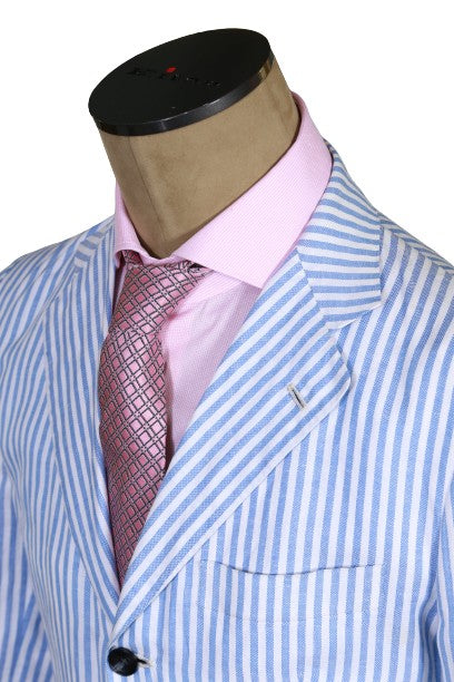Kiton Striped Cotton-Linen Sport Jacket