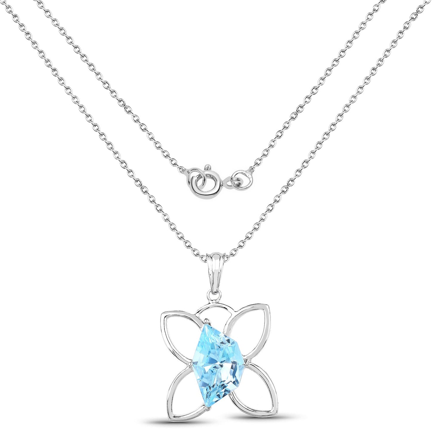 10.58 ct. Genuine Swiss Blue Topaz .925 Sterling Silver Pendant