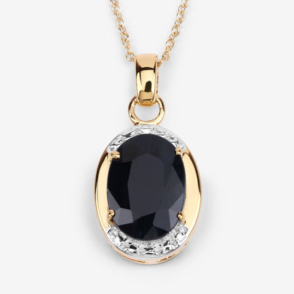 7.50 Carat Genuine Black Sapphire .925 Sterling Silver Pendant