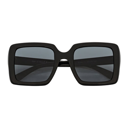 QUAD - Retro Modern Oversize Square Black Sunglasses Smoke Lens