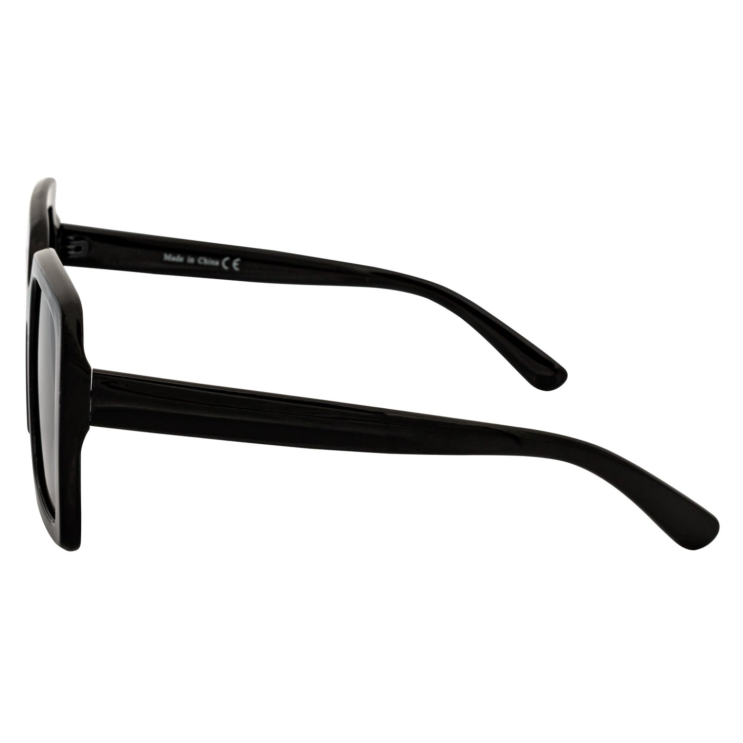 QUAD - Retro Modern Oversize Square Black Sunglasses Smoke Lens