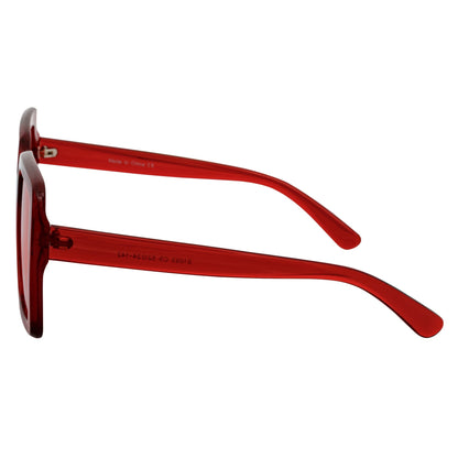 QUAD - Retro Modern Oversize Square Red Sunglasses Red Tint Lens