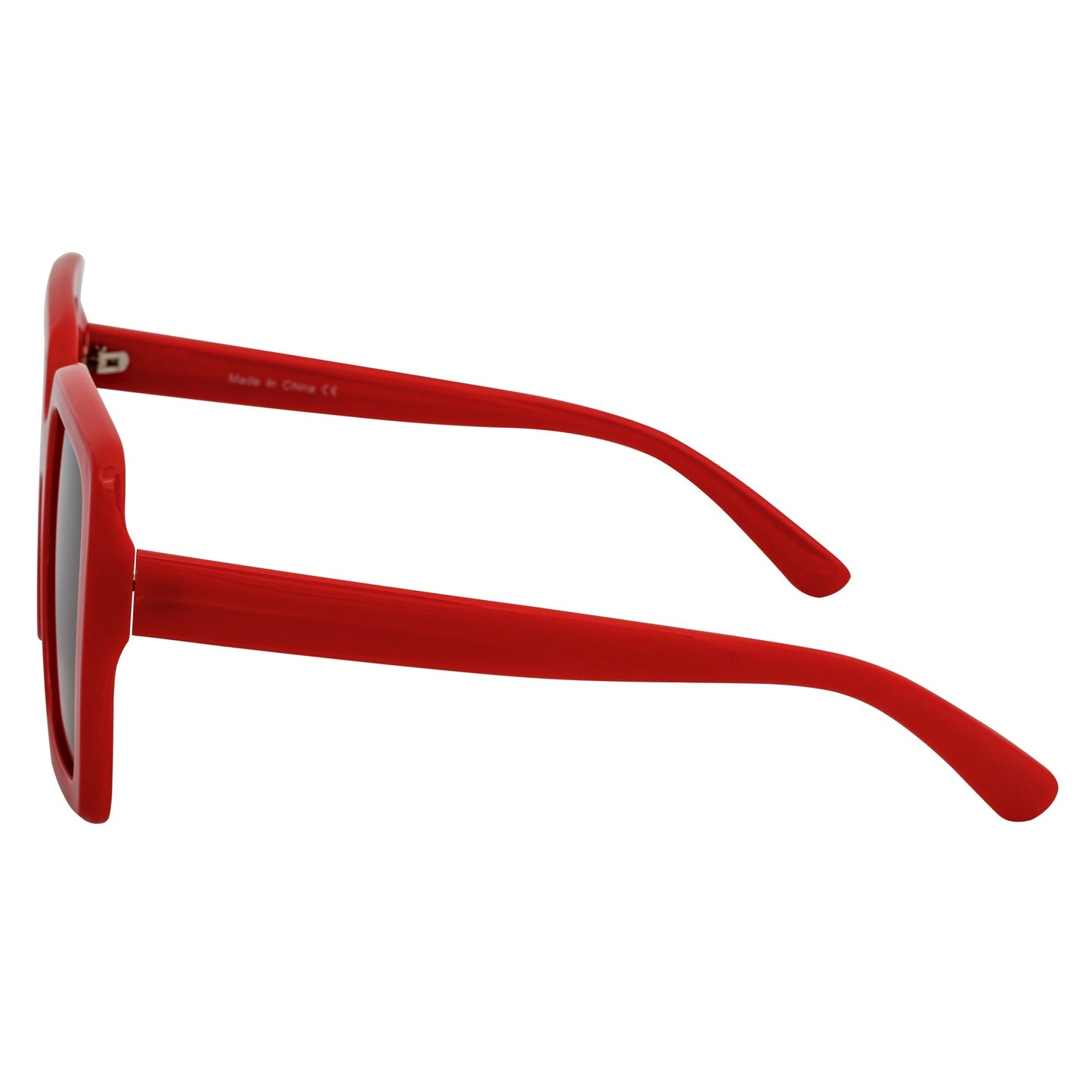 QUAD - Retro Modern Oversize Square Red Sunglasses Smoke Lens