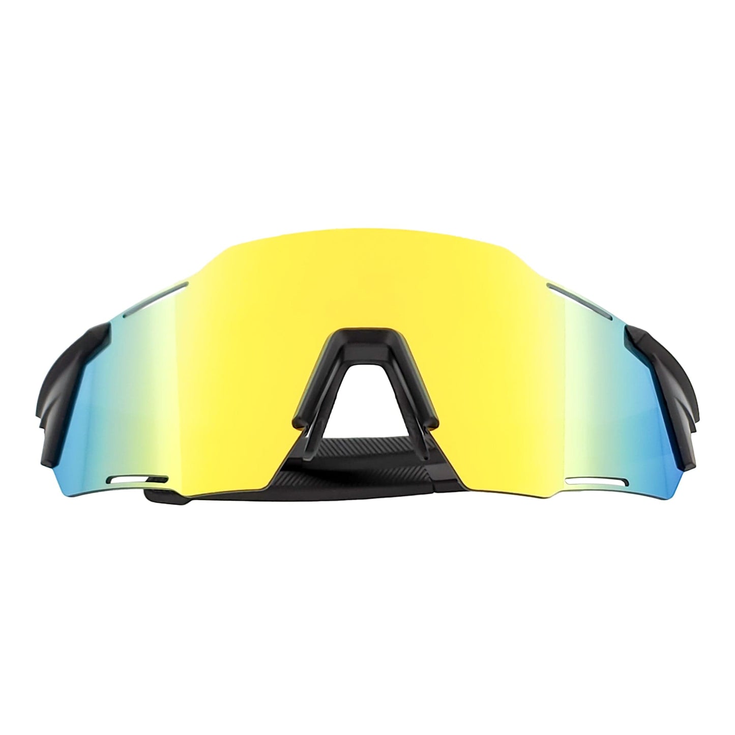 RAZER - Large Sports Wraparound Rimless Shield Sunglasses Black Orange Mirror