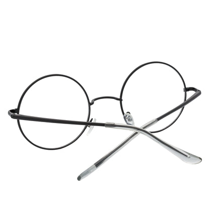 SCHOLAR - Classic Small Metal Round Blue Light Glasses Black Clear Lens
