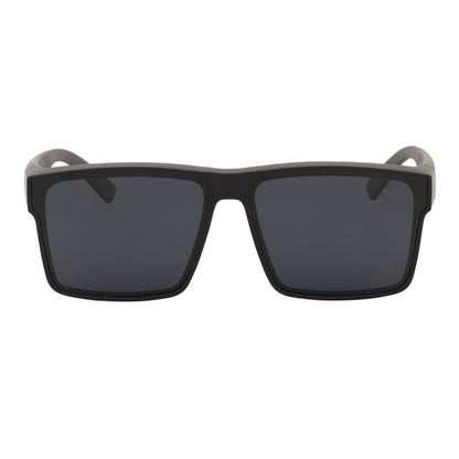 SHADOW - Large Polarized Square Fit Over Matte Black Sunglasses Dark Smoke Lens