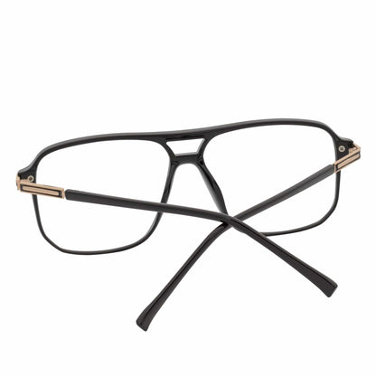 SHERMAN - Classic Square Flat Top Blue Light Glasses Gloss Black Clear Lens