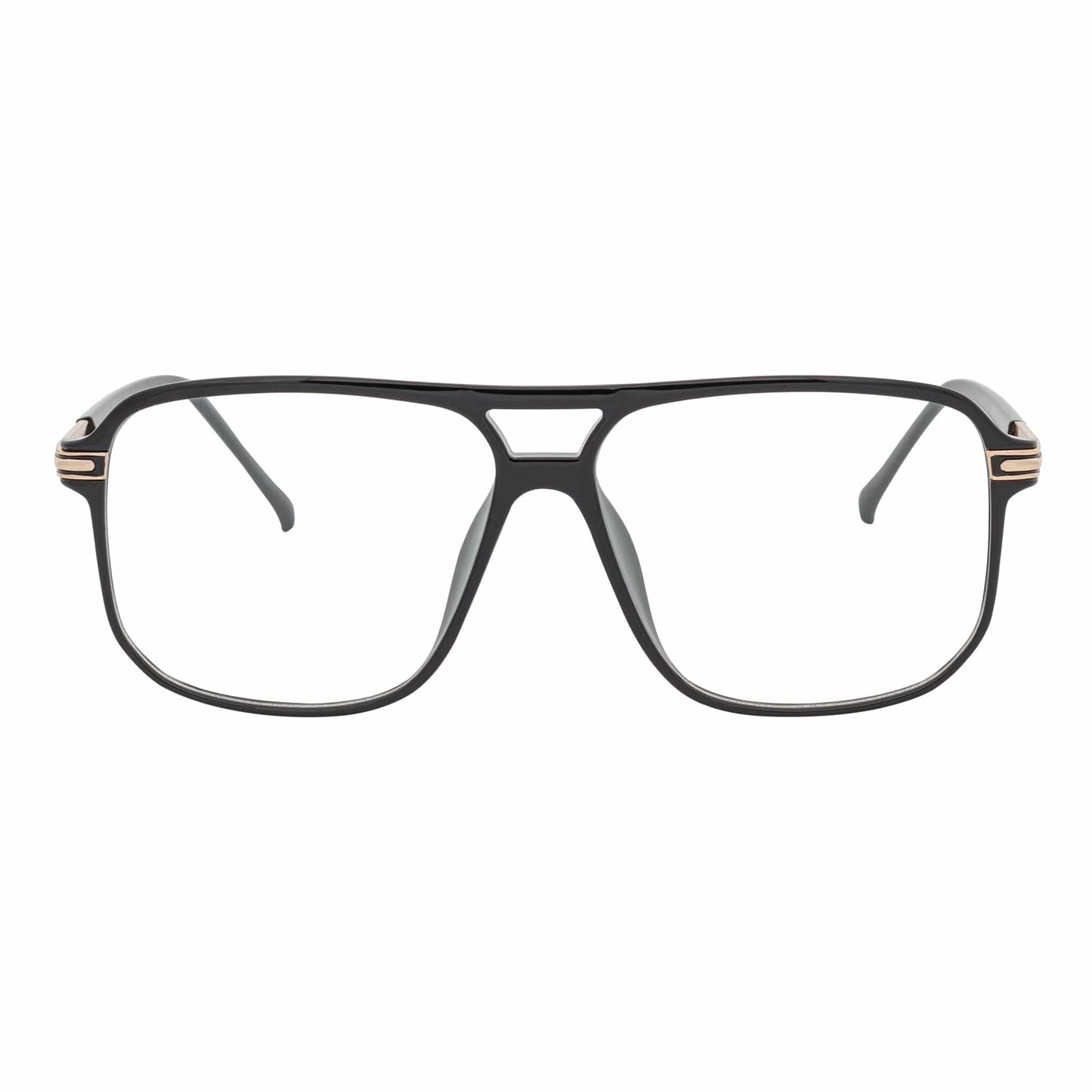 SHERMAN - Classic Square Flat Top Blue Light Glasses Gloss Black Clear Lens