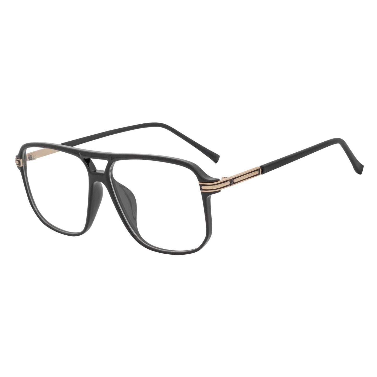 SHERMAN - Classic Square Flat Top Blue Light Glasses Gloss Black Clear Lens