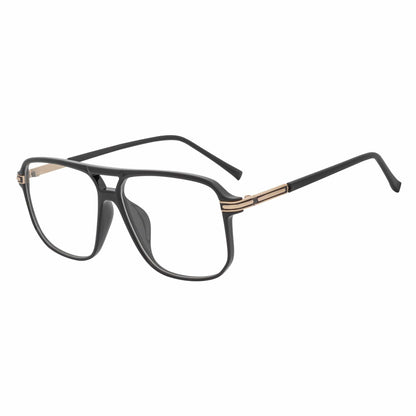SHERMAN - Classic Square Flat Top Blue Light Glasses Gloss Black Clear Lens