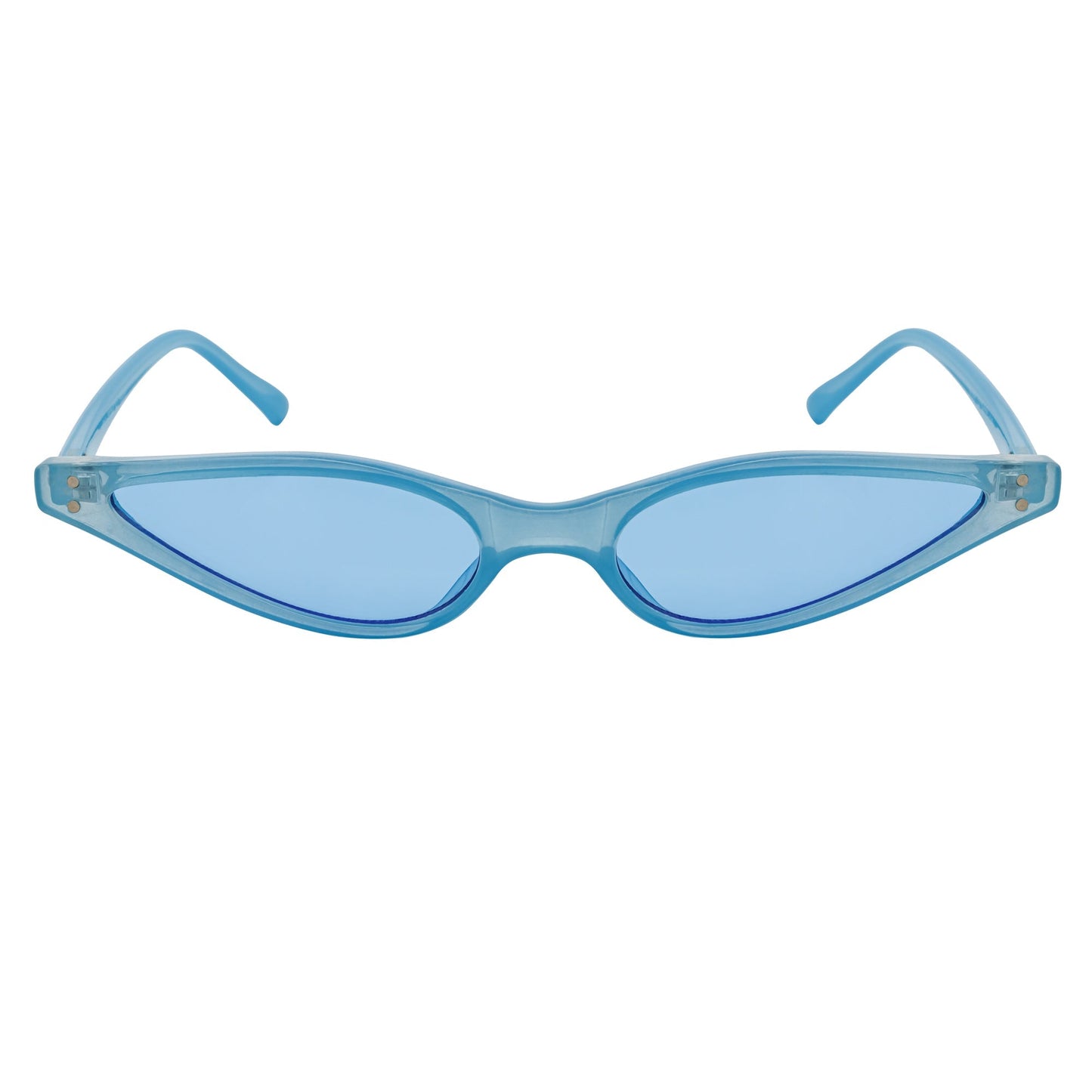 SIAMESE - Mid Century Small Slim Pointed Cat Eye Blue Sunglasses Blue Lens