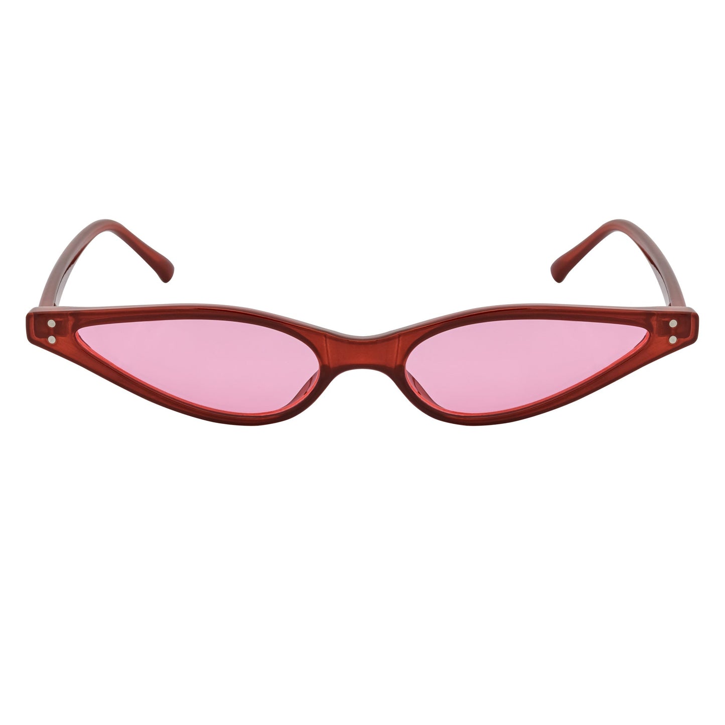 SIAMESE - Mid Century Small Slim Pointed Cat Eye Red Sunglasses Red Lens