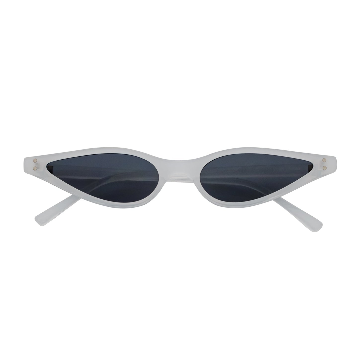 SIAMESE - Mid Century Small Slim Pointed Cat Eye Sunglasses White Smoke Lens