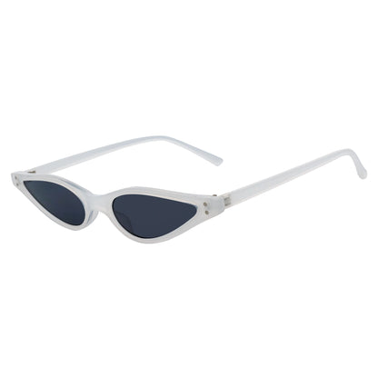 SIAMESE - Mid Century Small Slim Pointed Cat Eye Sunglasses White Smoke Lens