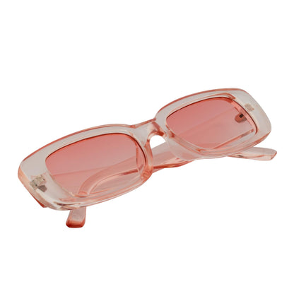 SLIM - Retro 90s Slim Small Rectangle Sunglasses Pink Pink Tint