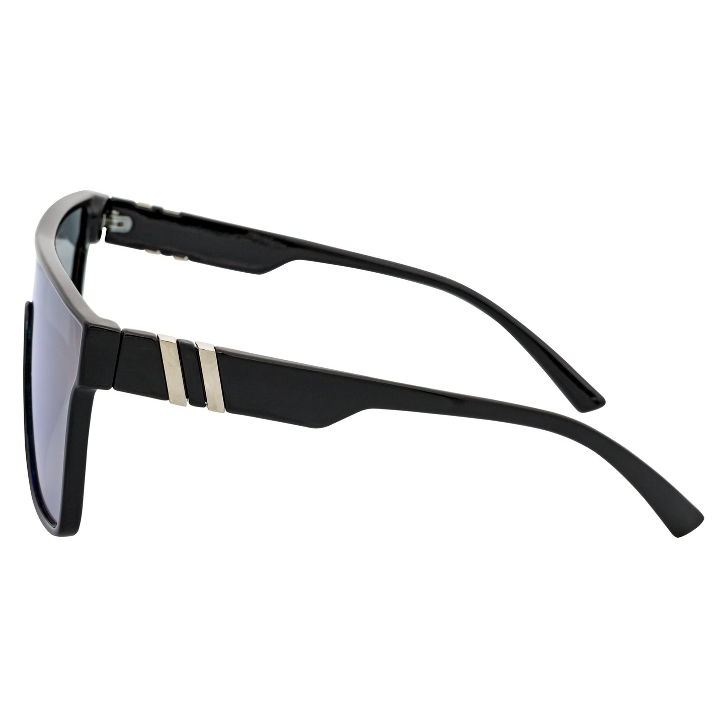 SYFY - Futuristic Square Flat Top Shield Sunglasses Black Green-Blue Mirror