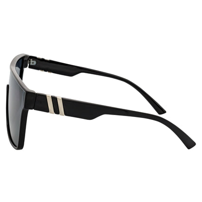 SYFY - Futuristic Square Flat Top Shield Sunglasses Black Smoke Lens
