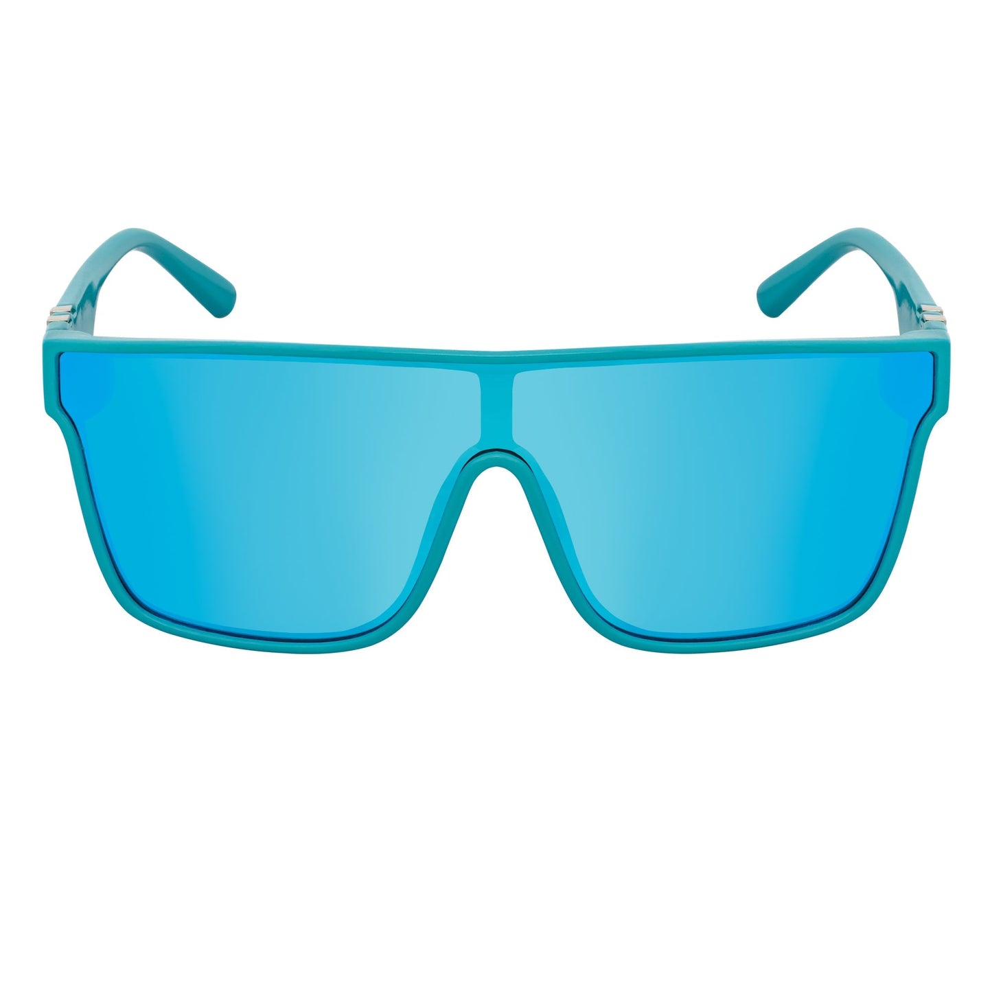 SYFY - Futuristic Square Flat Top Shield Sunglasses Light Blue Blue Mirror