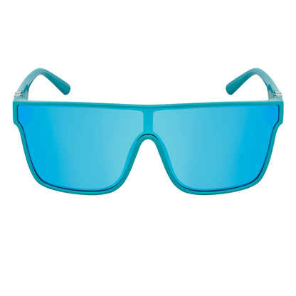 SYFY - Futuristic Square Flat Top Shield Sunglasses Light Blue Blue Mirror
