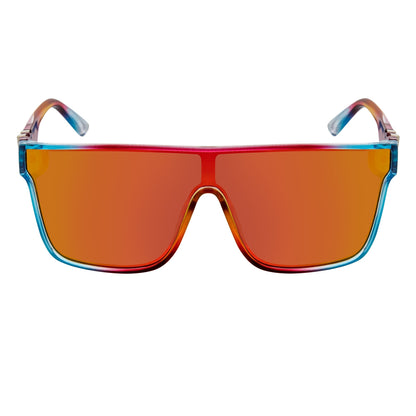 SYFY - Futuristic Square Shield Sunglasses Multi Candy Orange Mirror
