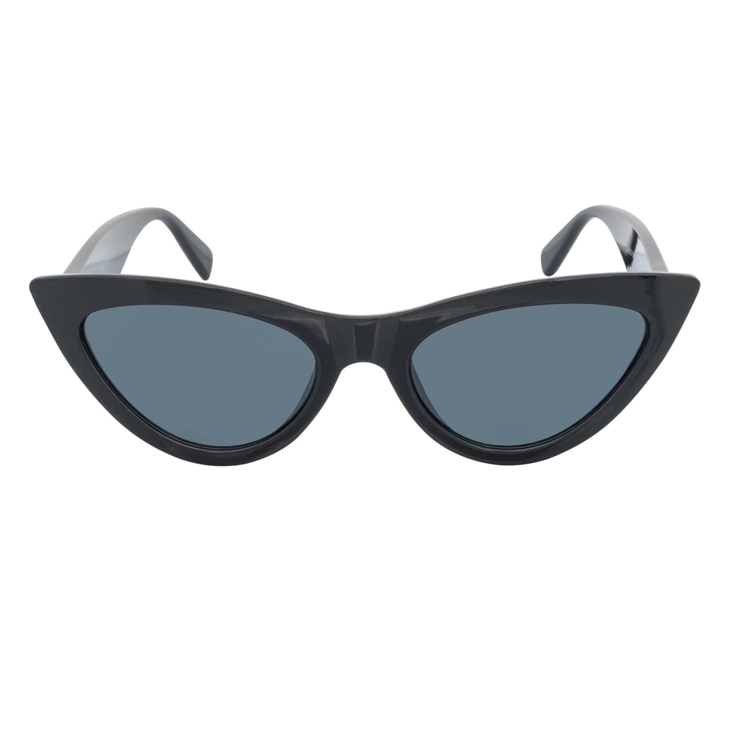 TABBY - High Pointed Retro Small Cat Eye Sunglasses Black Smoke Tint