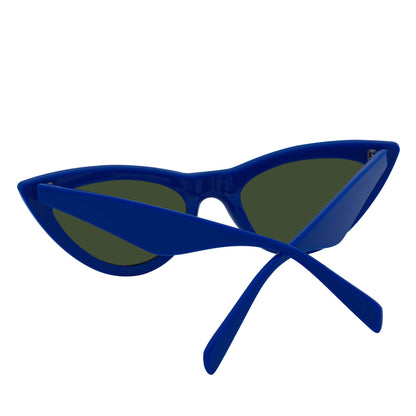 TABBY - High Pointed Retro Small Cat Eye Sunglasses Blue Green Tint
