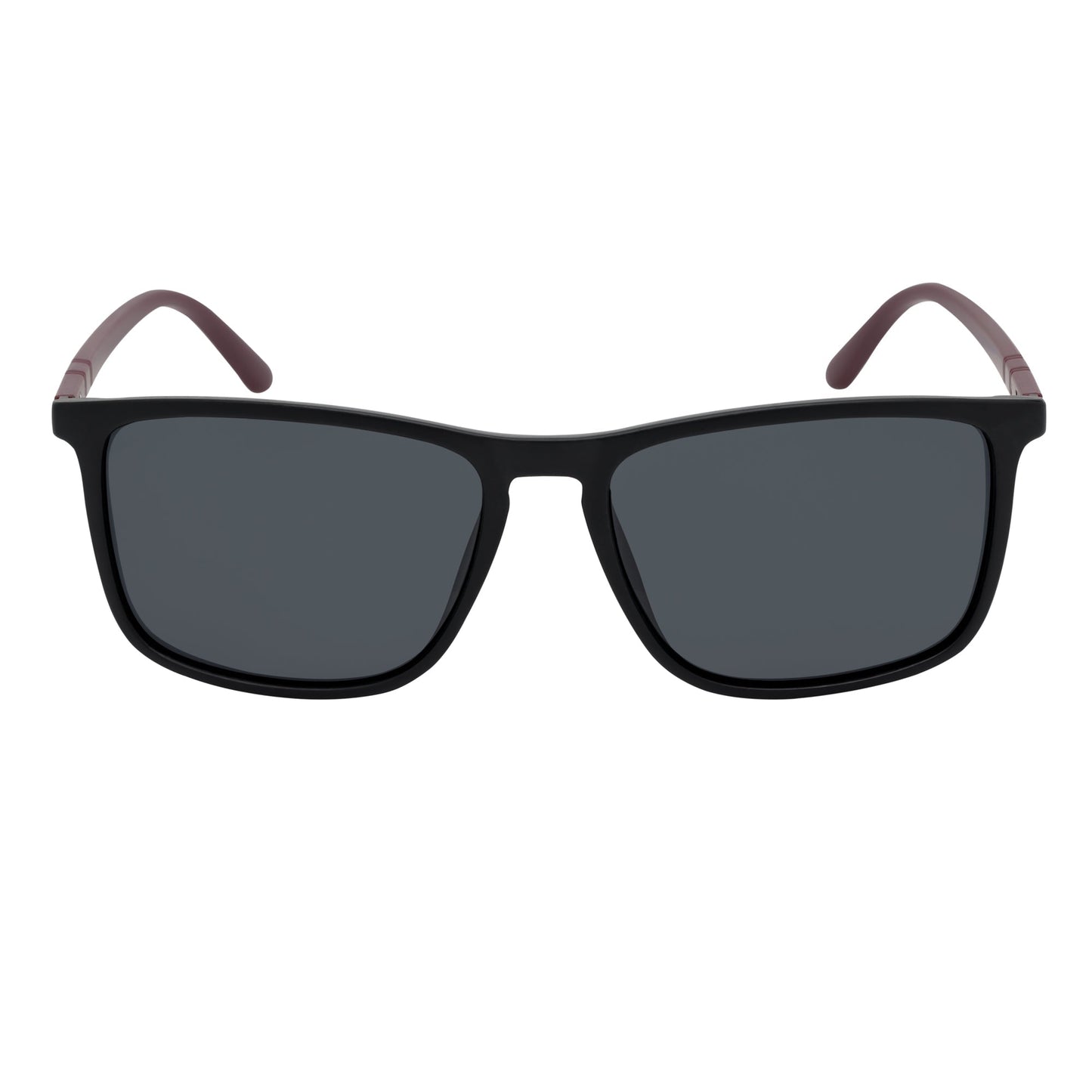 VENICE - Polarized Thin Square Horn Rimmed Sunglasses Black-Brown Smoke Tint