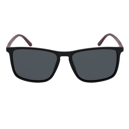 VENICE - Polarized Thin Square Horn Rimmed Sunglasses Black-Brown Smoke Tint