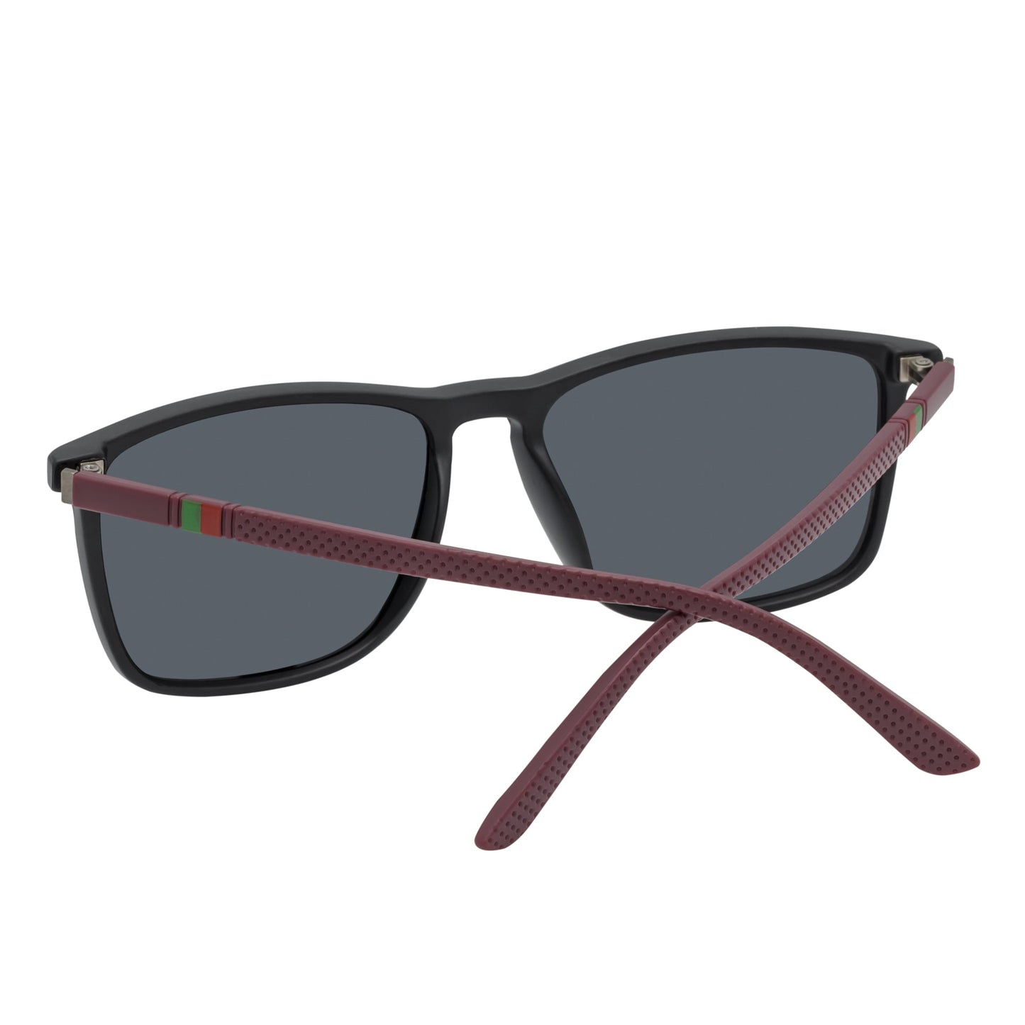 VENICE - Polarized Thin Square Horn Rimmed Sunglasses Black-Brown Smoke Tint